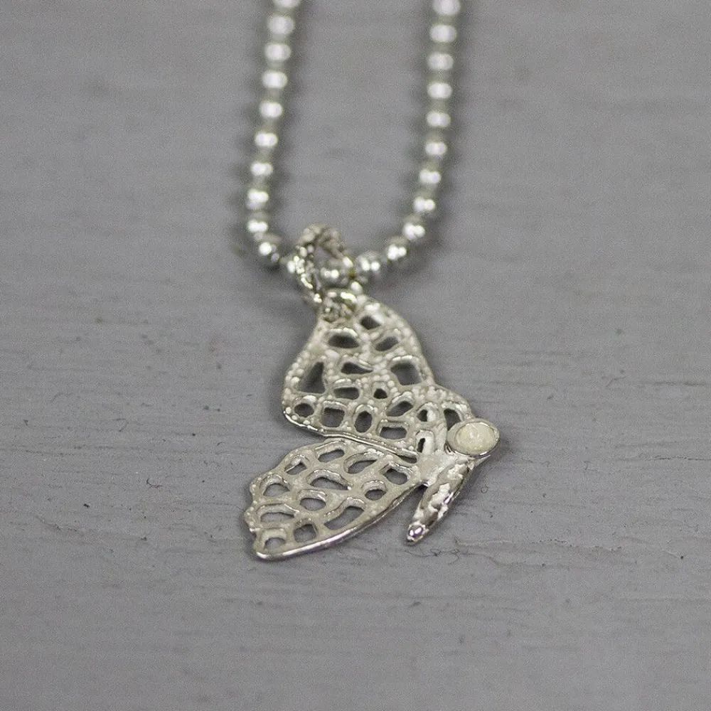 Jéh Jewels Icons | Edelsteine-Anhänger Schmetterling silber weiß + Mondstein