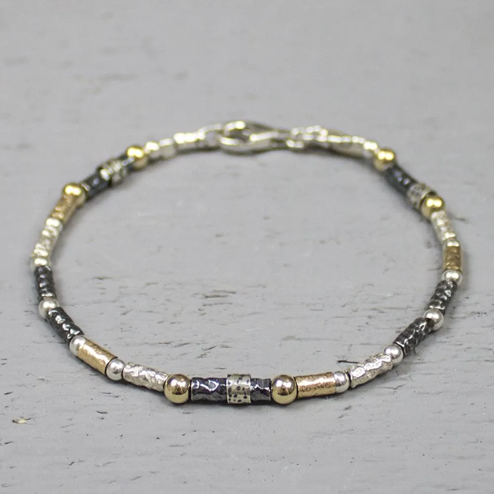 Jéh Jewels Tubes | Touch Of Gold-Armband aus Silberoxy und Goldfilled Röhren