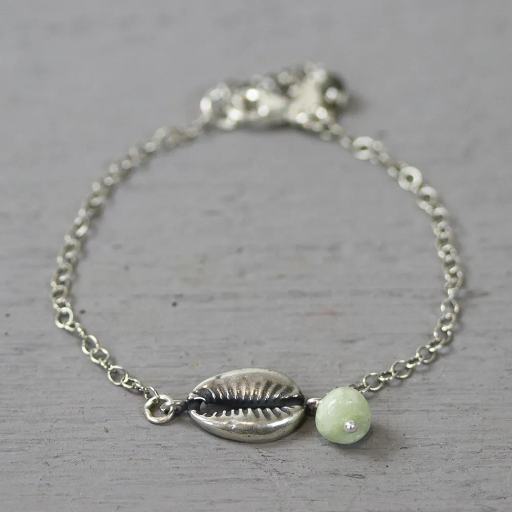 Jéh Jewels Silver | Edelsteine-Armband Shell Silber Oxy + Aquamarin