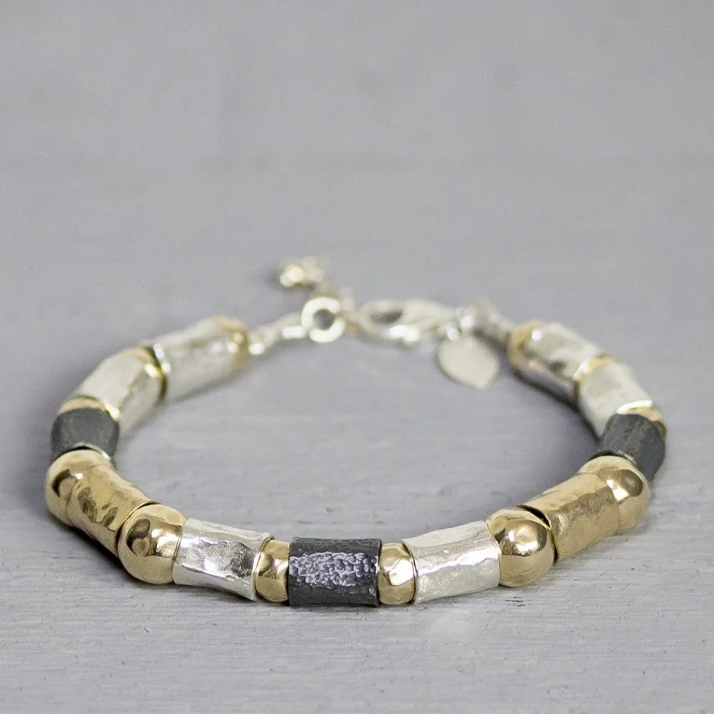 Jéh Jewels Tubes | Touch Of Gold-Armband silber + goldfilled 21 cm