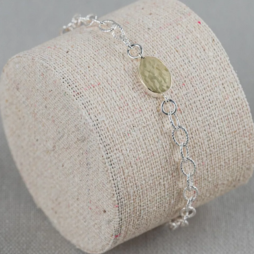 Jéh Jewels 9 Carat + | Touch Of Gold-Armband Weißsilber + 9 Karat Oval