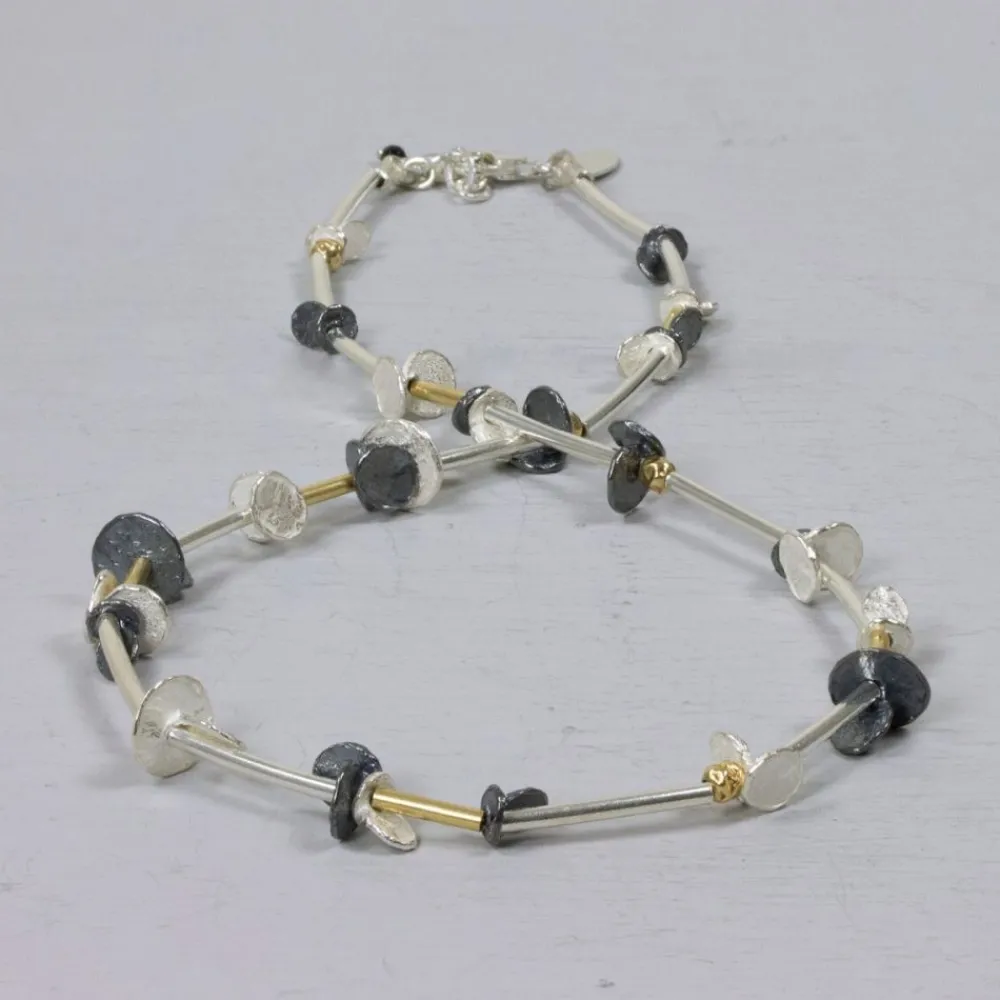 Jéh Jewels Tubes | Touch Of Gold-Collier Hülsen und Scheiben