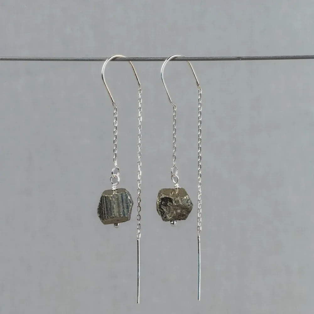 Jéh Jewels Silver | Edelsteine-Durchziehohrring + Pyrit