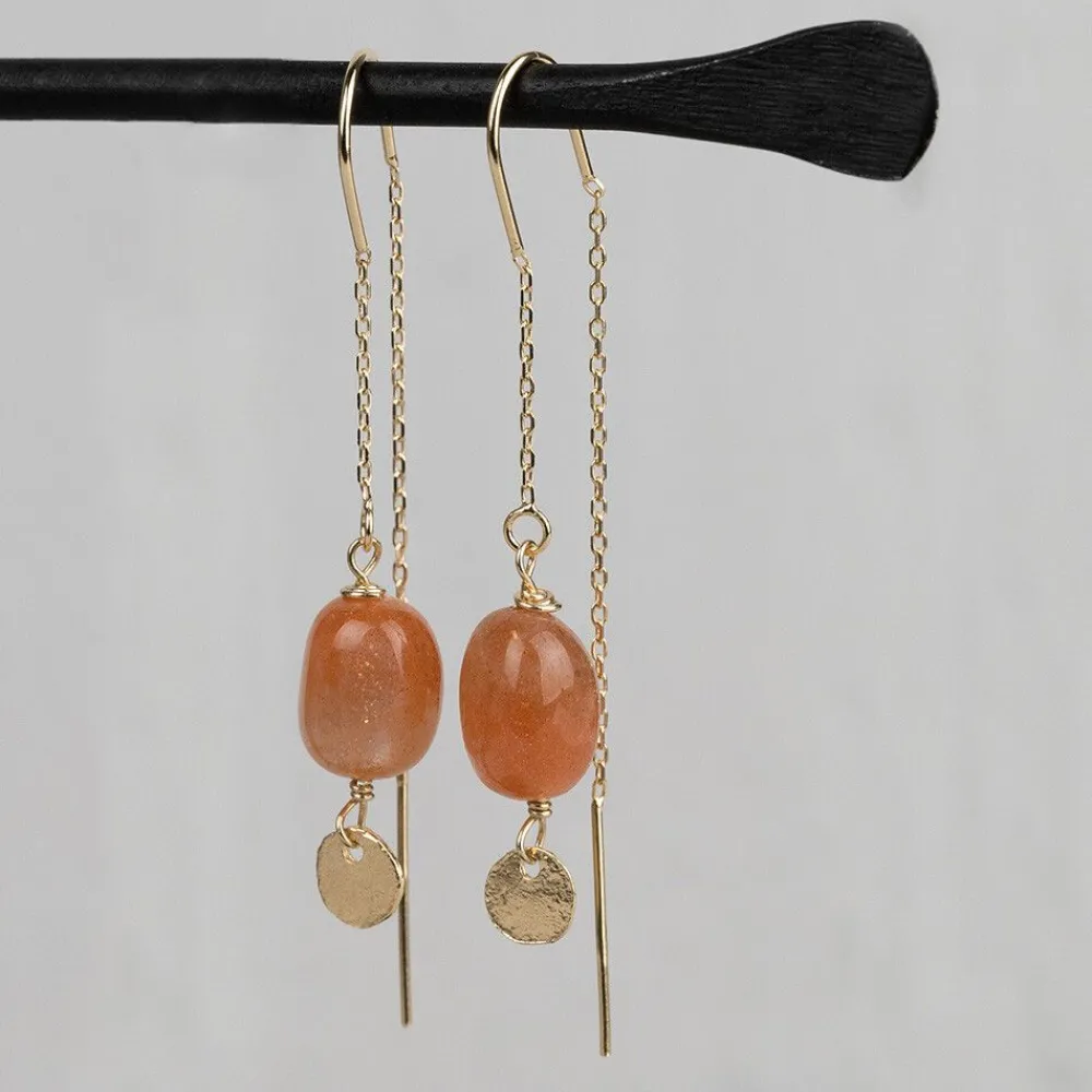 Jéh Jewels Touch Of Gold | Ohrhänger-Durchzieh-Ohrring Goldener Sonnenstein