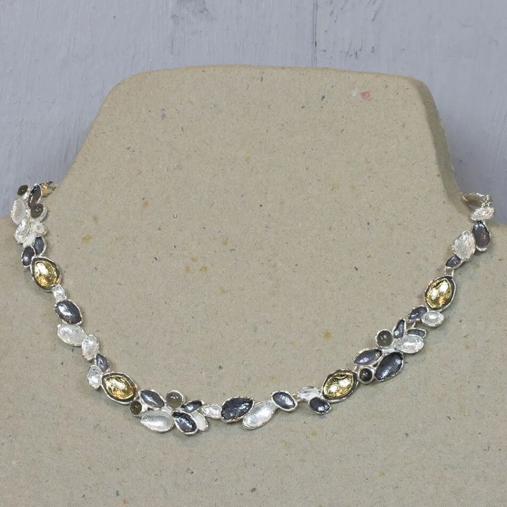 Jéh Jewels Touch Of Gold | Jéh Colliers-Halskette Blätter mit Labradorit