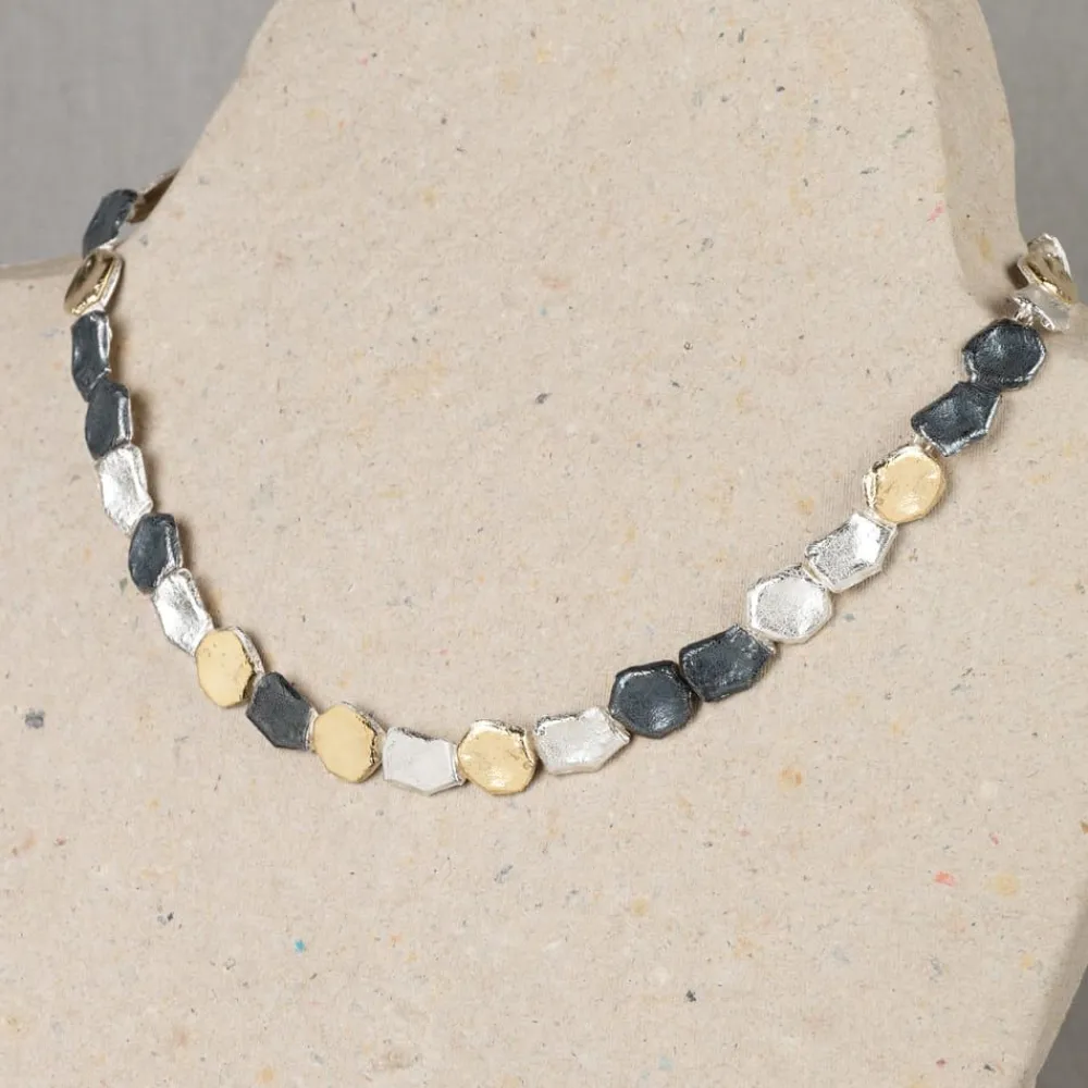 Jéh Jewels Touch Of Gold | Jéh Colliers-Halskette dreifarbig Kiesel