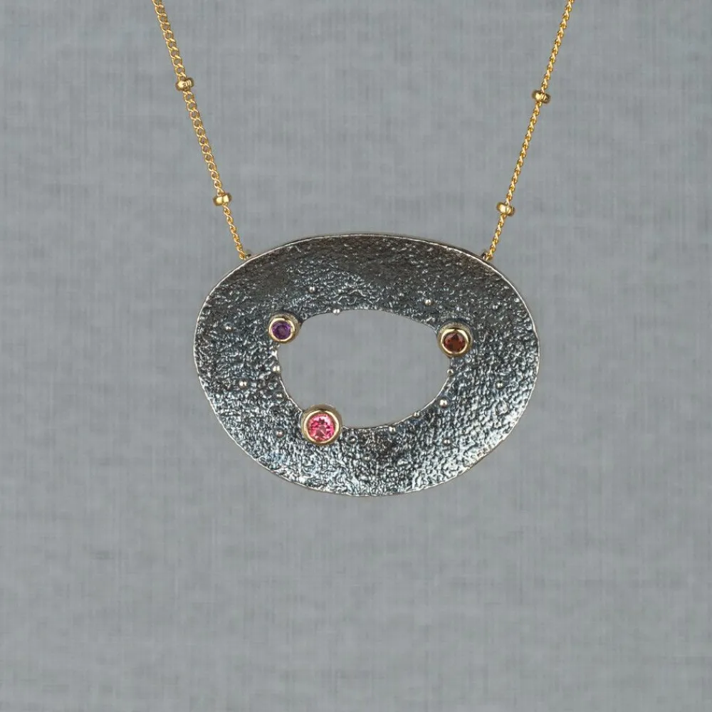 Jéh Jewels Touch Of Gold | Edelsteine-Halskette Kugeln + Anhänger Streusel Edelsteine