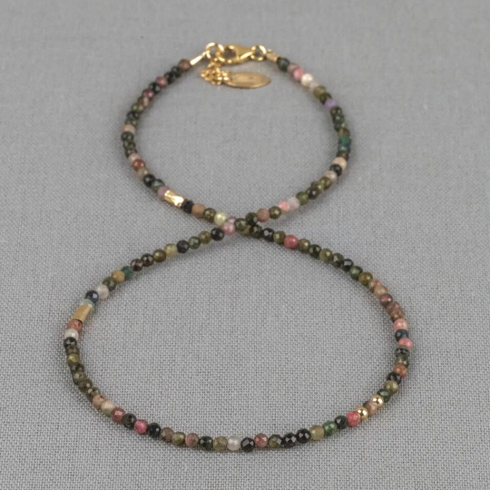 Jéh Jewels Touch Of Gold | Edelsteine-Halskette Mehrfarbiger Turmalin + Goldfilled