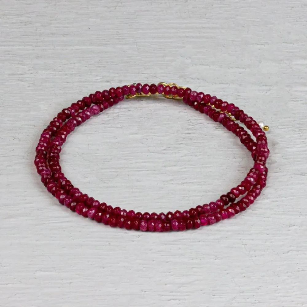 Jéh Jewels Touch Of Gold | Edelsteine-Halskette roter Achat + Goldfilled