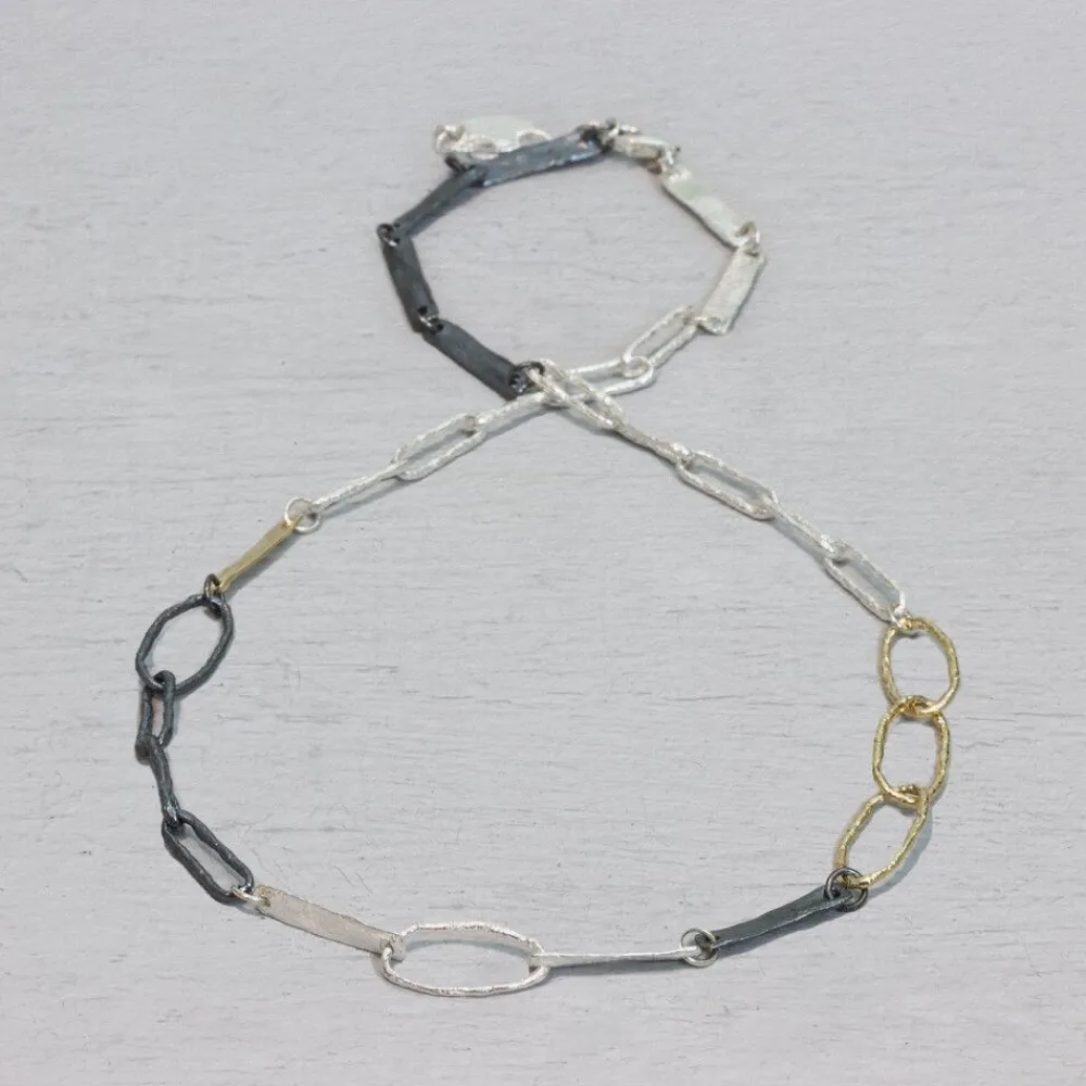 Jéh Jewels Touch Of Gold-Halskette Schleifen und Links drei Farben
