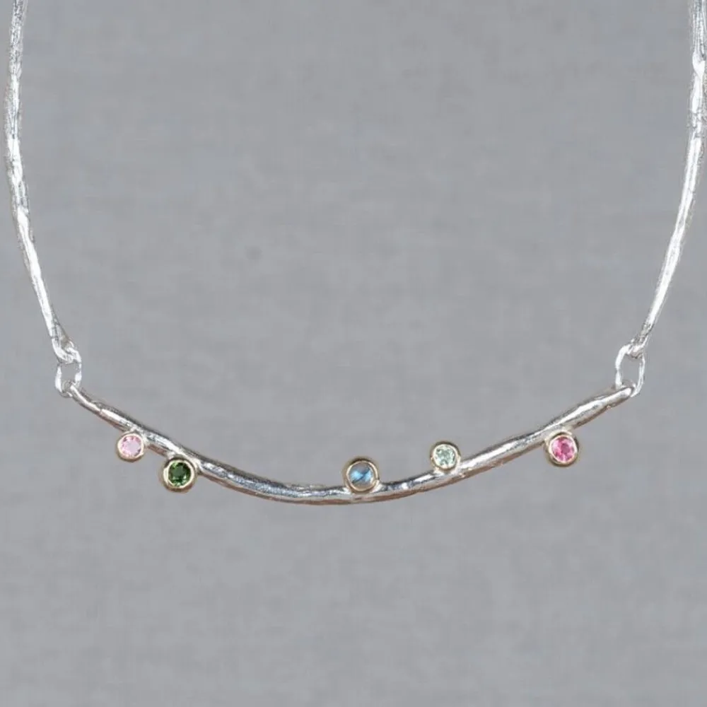Jéh Jewels Touch Of Gold | Edelsteine-Halskette Silber + 9 Karat + Turmalin