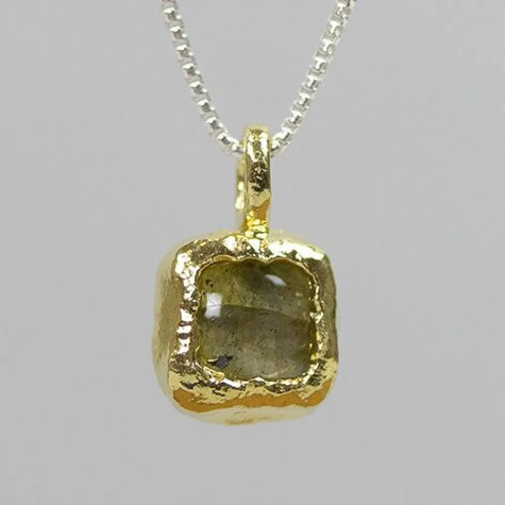 Jéh Jewels Touch Of Gold | Edelsteine-Halskette Silber mit vergoldet Anhänger und Labradorit