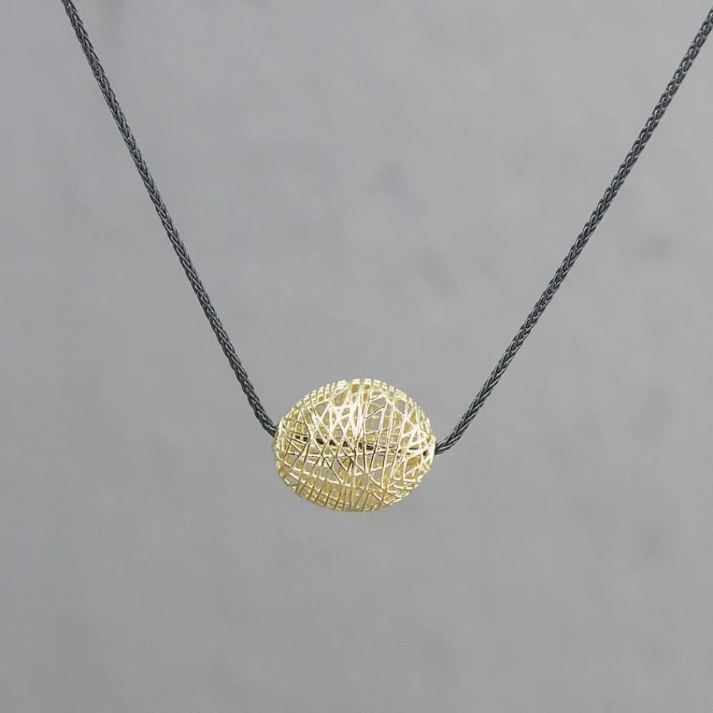 Jéh Jewels 3d Gold-Halskette Silber oxy + eifriger Hänger G14K groß