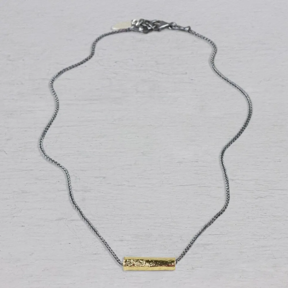 Jéh Jewels Touch Of Gold | Fine Line-Halskette Silber Oxy fein + Rohr vergoldet