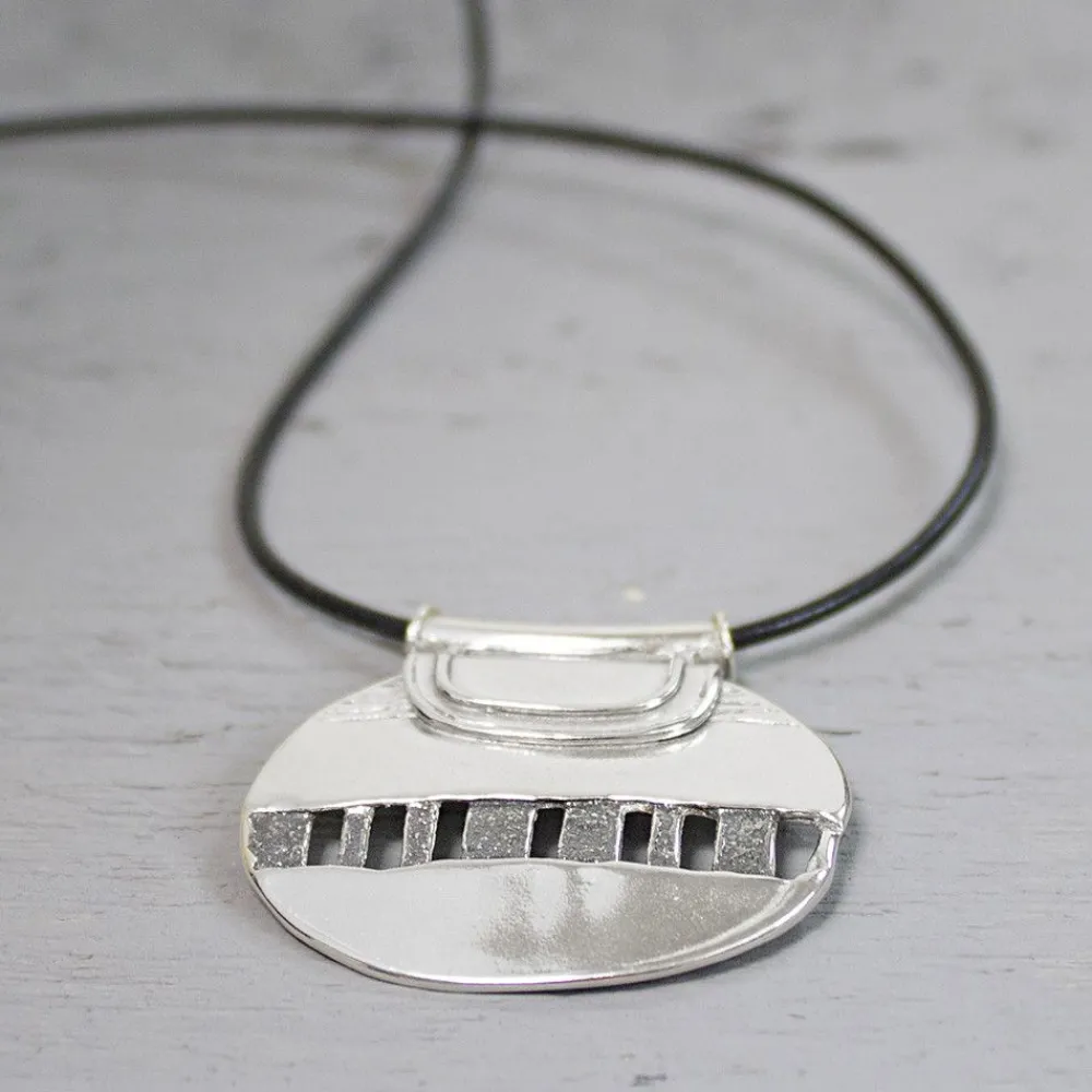 Jéh Jewels Silver-Lederhalskette mit silbernem Oxy/White-Anhänger