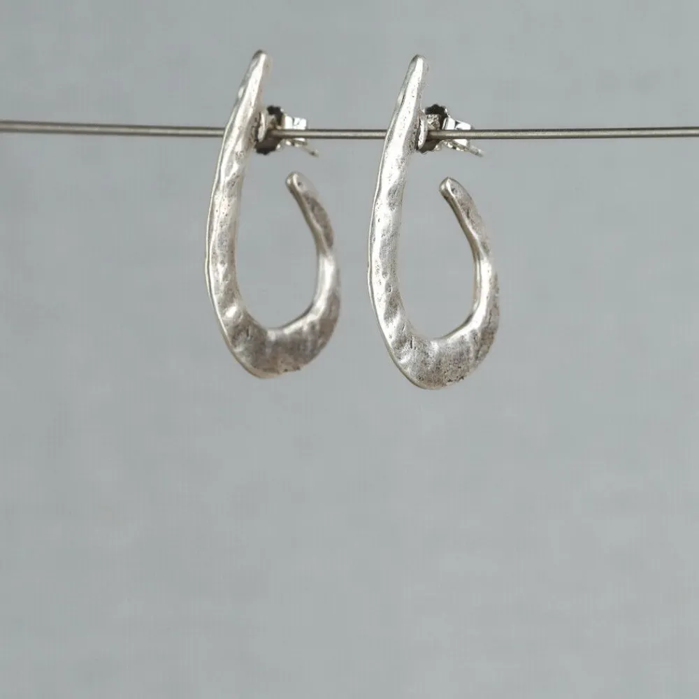 Jéh Jewels Silver | Lang Ohrstecker-Ohrbügel mit silberner Schleife in Tropfenform