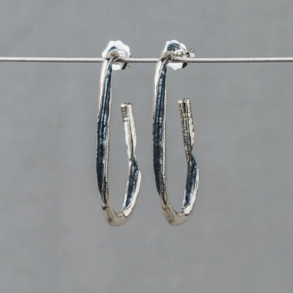 Jéh Jewels Silver | Creool-Ohrbügel Silber Oxy Twister lang