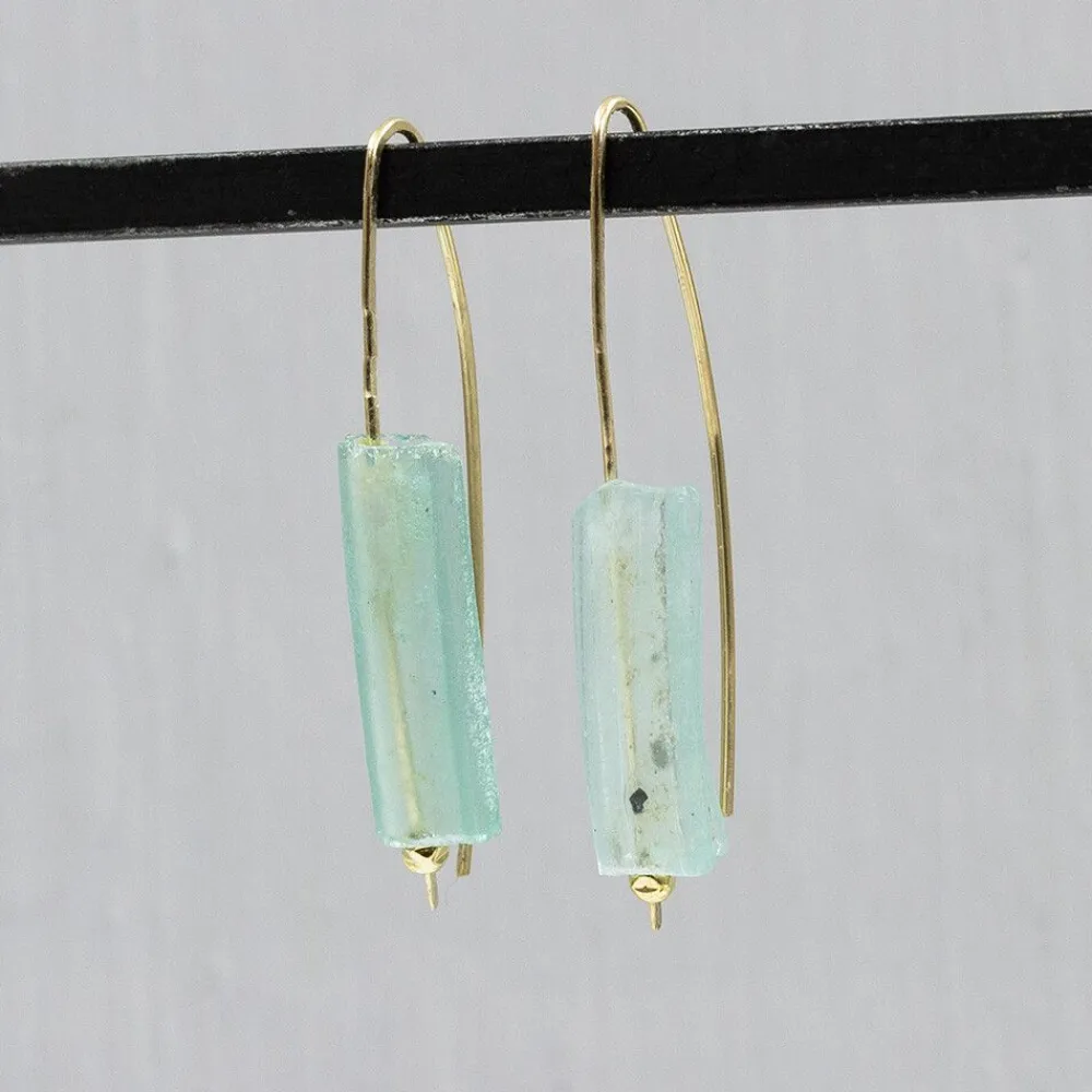 Jéh Jewels Touch Of Gold | Ohrhänger-Ohrhaken aus Goldfilled + Roman Glass