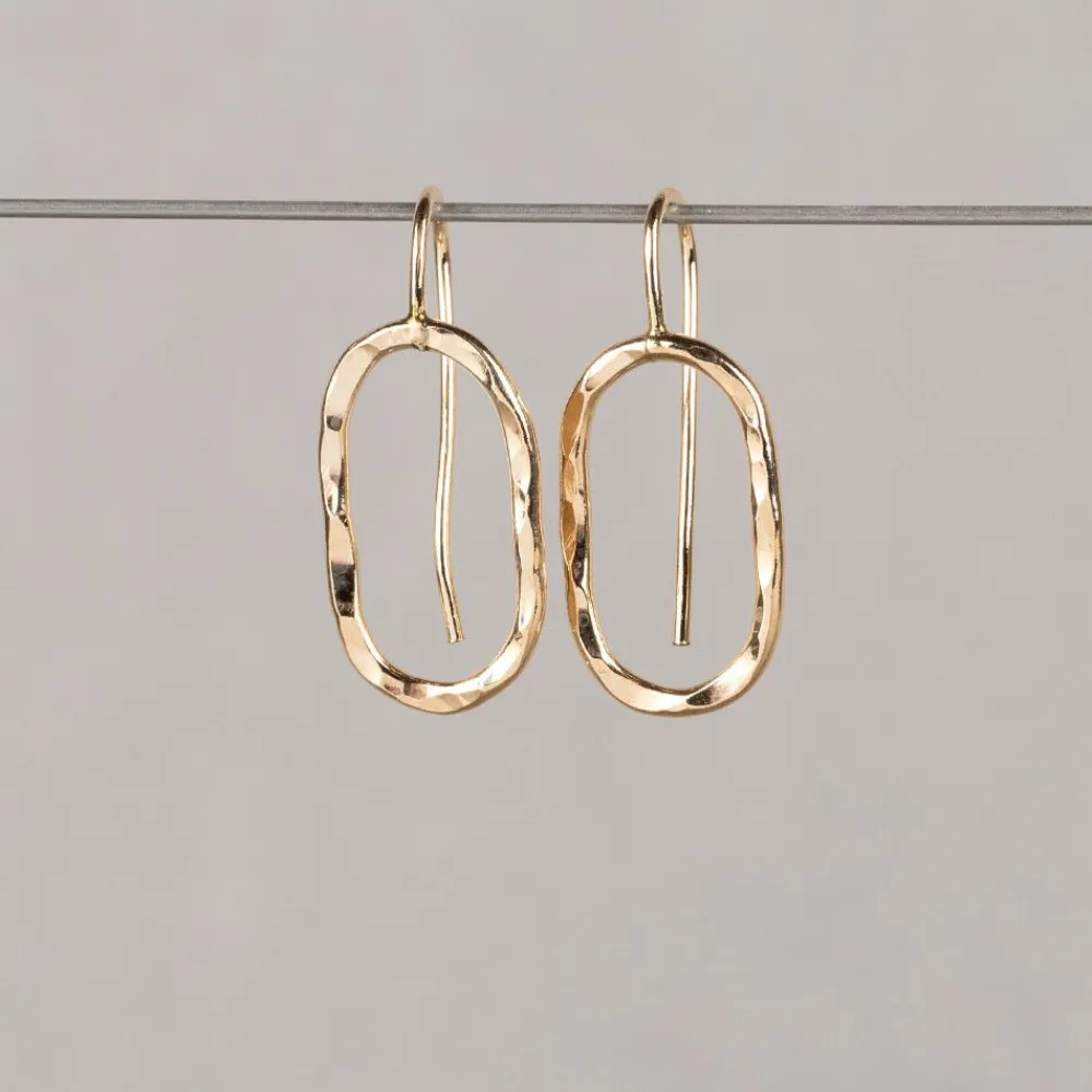 Jéh Jewels Touch Of Gold | Ohrhänger-Ohrhänger goldfilled Hammerschlag oval