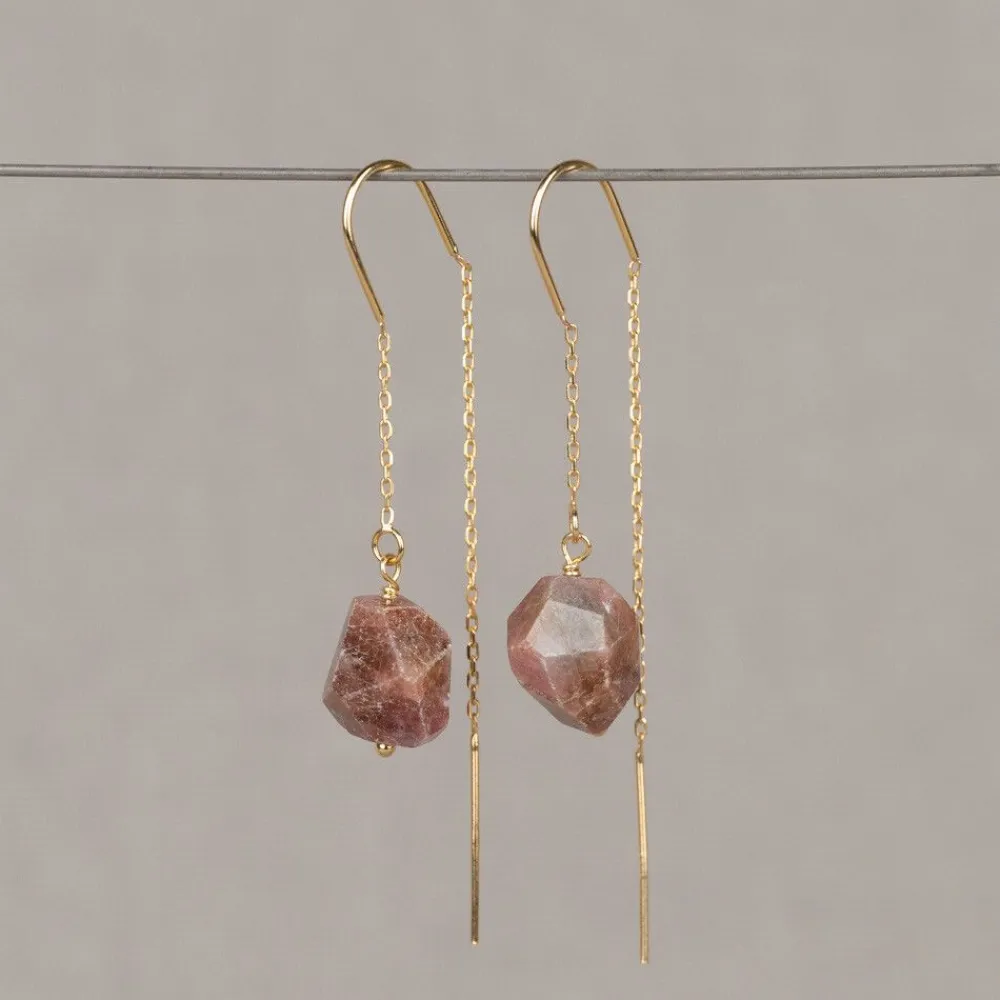 Jéh Jewels Touch Of Gold | Ohrhänger-Ohrhänger vergoldet + Rosa Turmalin