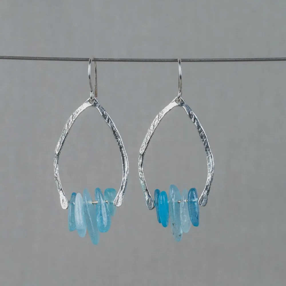 Jéh Jewels Silver | Ohrhänger-Ohrring Herzschlag Silber + Aquamarin