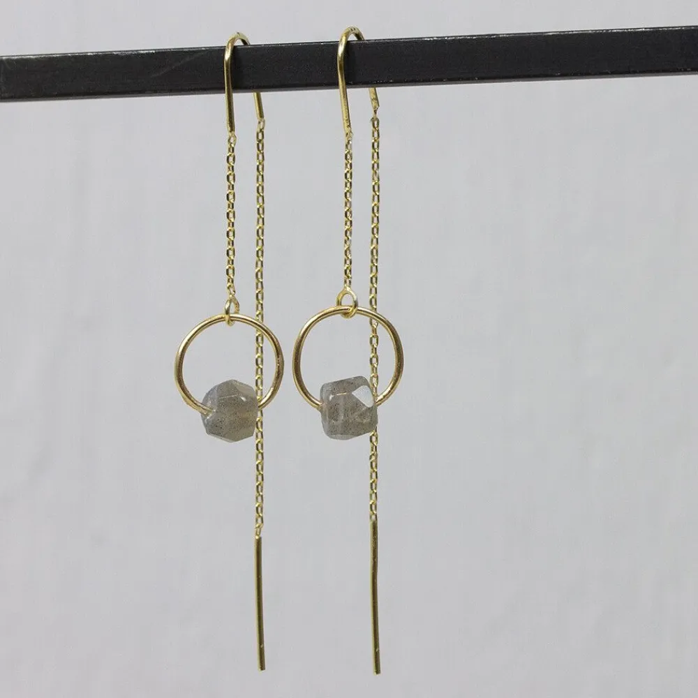 Jéh Jewels Touch Of Gold | Ohrhänger-Ohrring mit Labradorit