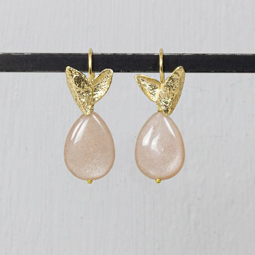 Jéh Jewels Ohrhänger | Edelsteine-Ohrring versilbert mit Rosa Mondstein