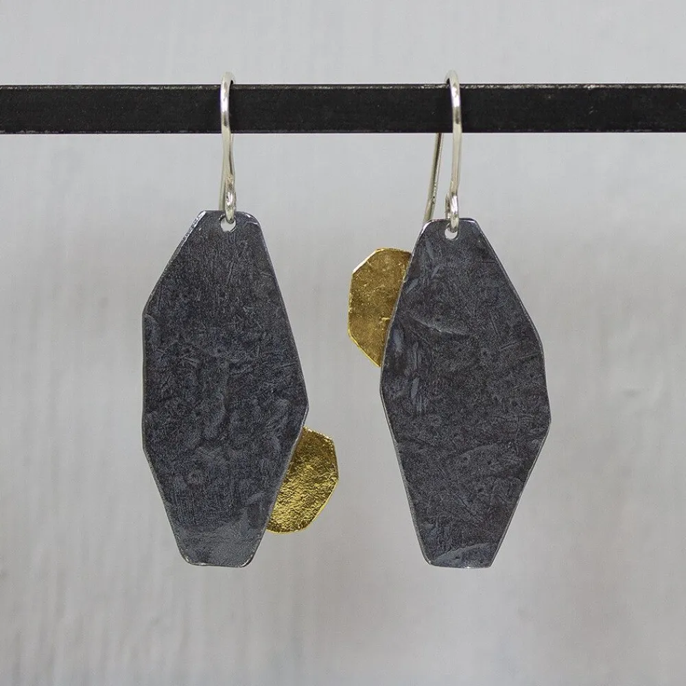 Jéh Jewels Touch Of Gold | Ohrhänger-Ohrringe Silber Oxy asymmetrisches SEGELN