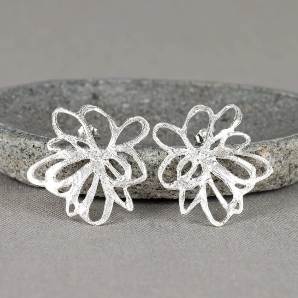 Jéh Jewels Silver | Lang Ohrstecker-Ohrstecker Silber große Blume