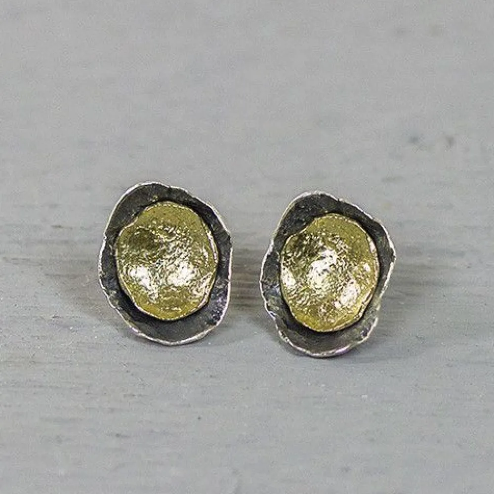 Jéh Jewels Touch Of Gold | Ohrstecker-Ohrstecker Silber oxy + vergoldet