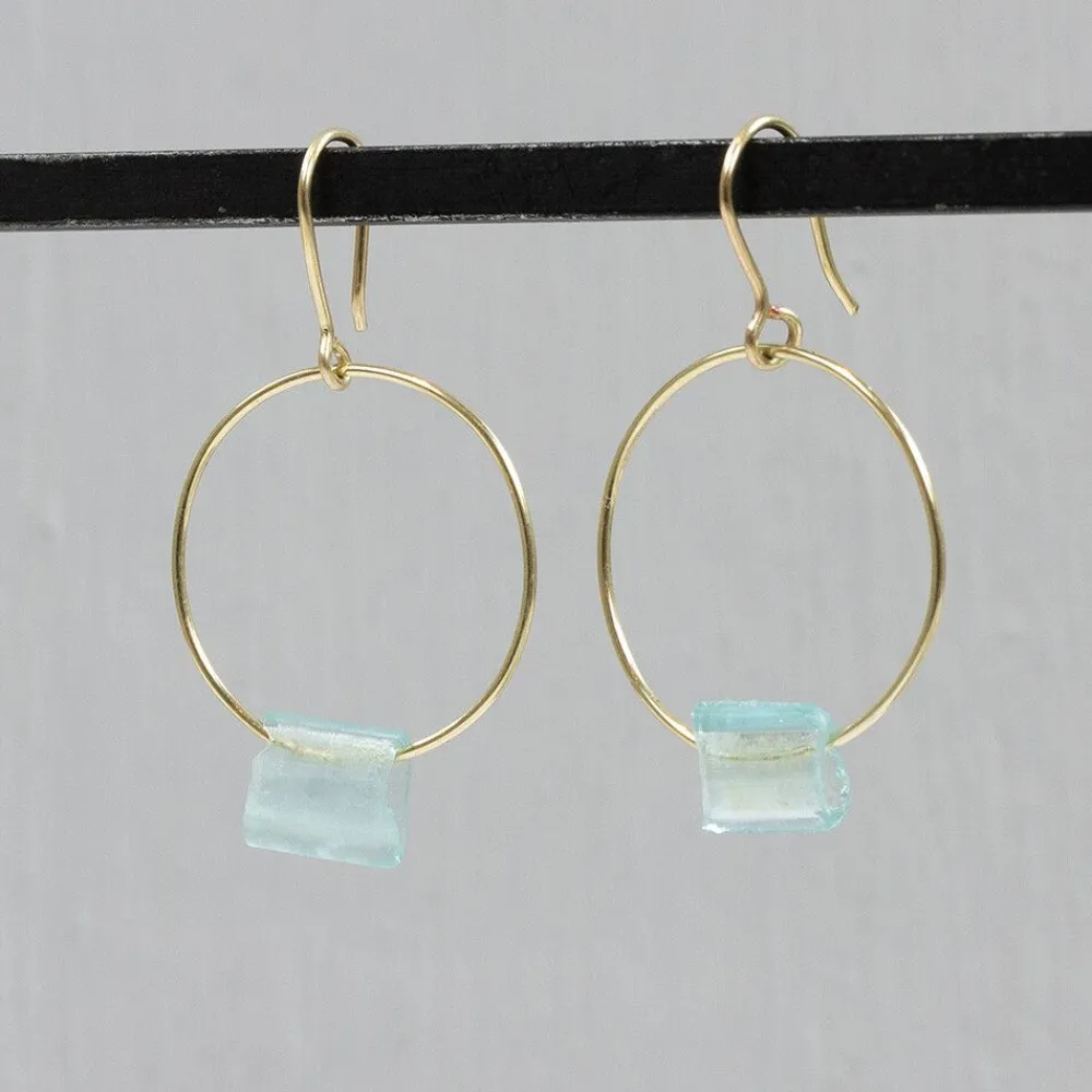 Jéh Jewels Touch Of Gold | Ohrhänger-Oorbel rond Goldfilled + Roman Glass-AB