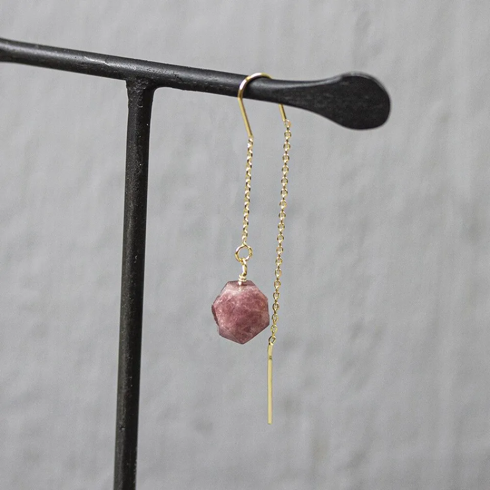 Jéh Jewels Singles | Ohrhänger-½ Paar Ohrhänger vergoldet + Rosa Turmalin (1 Ohrring)