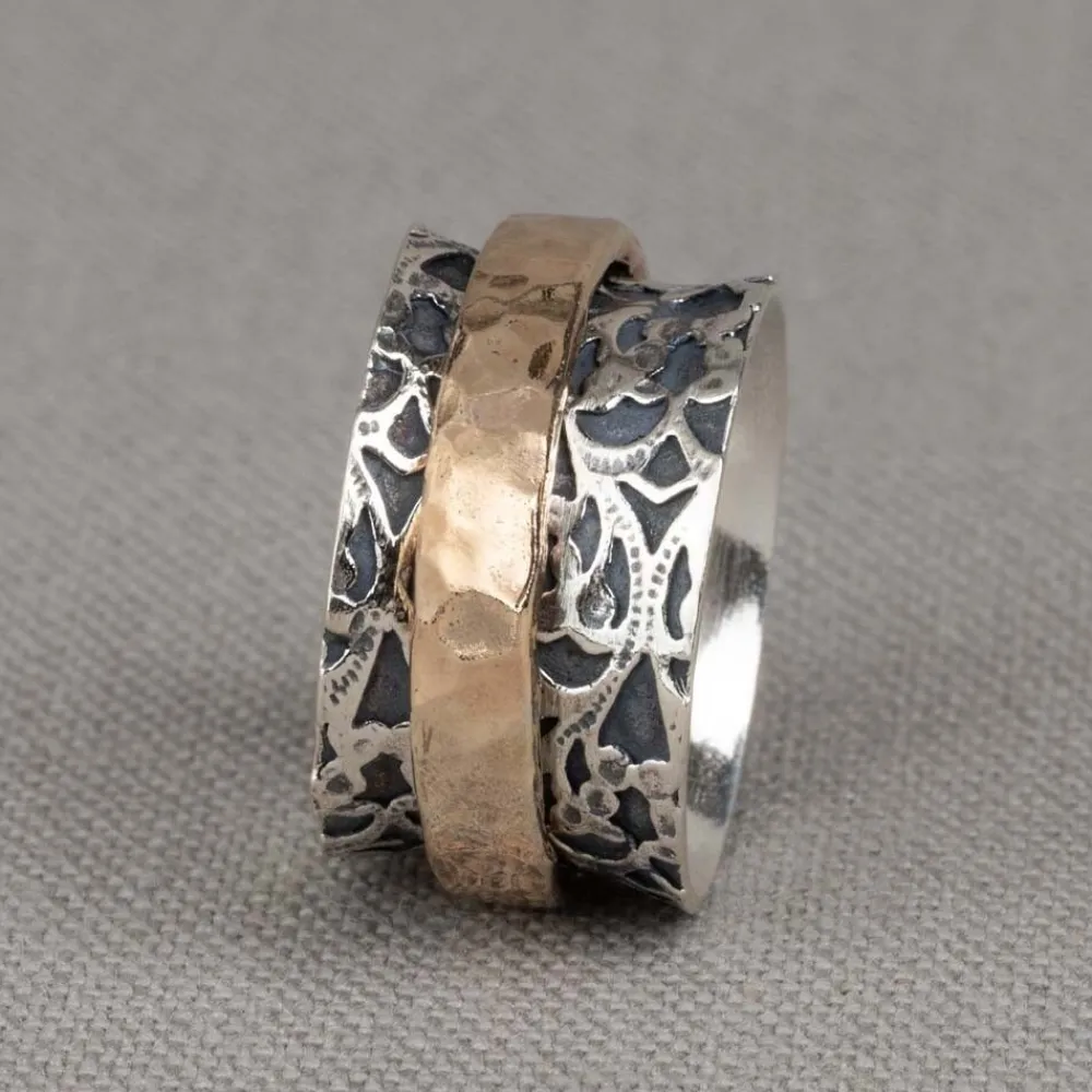 Jéh Jewels Touch Of Gold | Spinning-Ring Silber mit Goldfilled modische Spitze