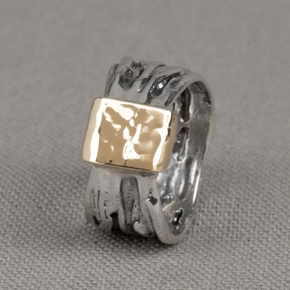 Jéh Jewels 9 Carat | Touch Of Gold-Ring verdreht schönes Silber + 9 Karat Wrapper