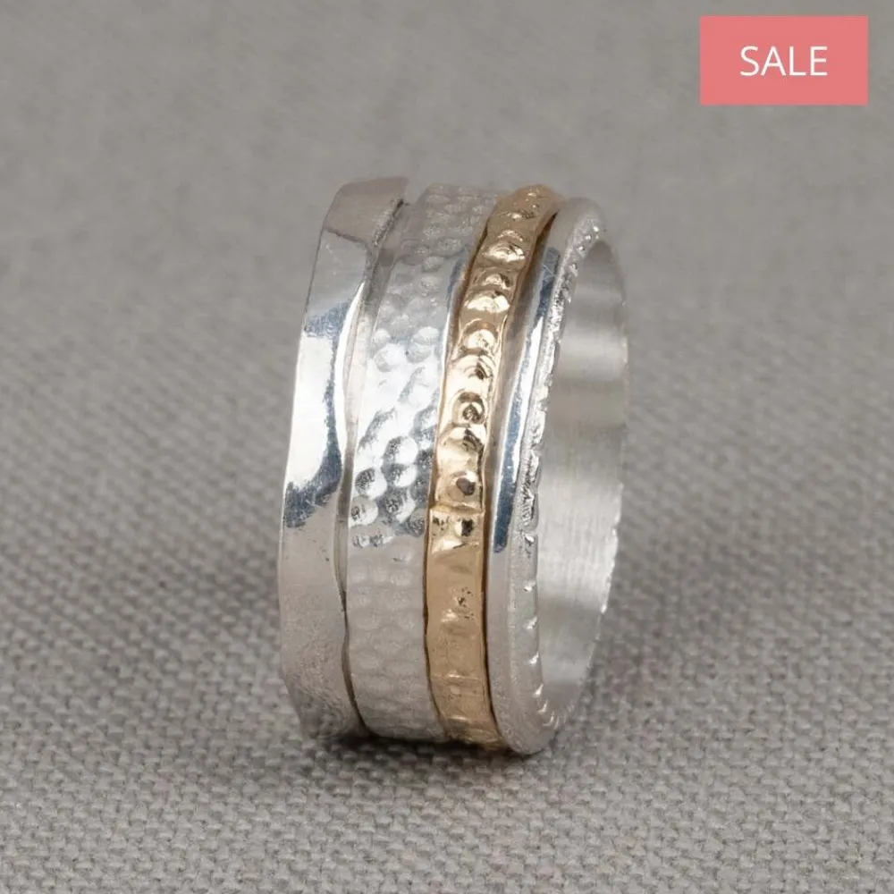 Jéh Jewels Touch Of Gold | Spinning-Ring zilver + Goldfilled stralend