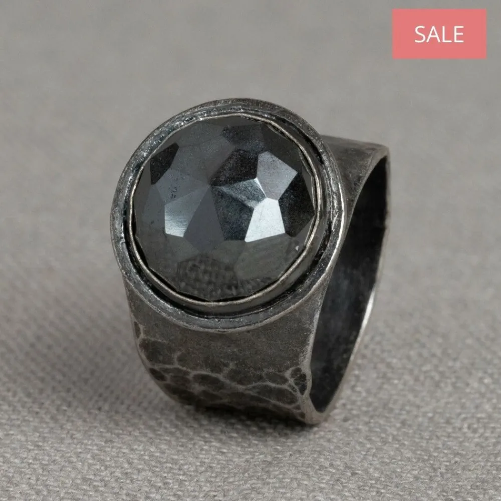Jéh Jewels Edelsteine | Silver-Ring zilver + Hematiet