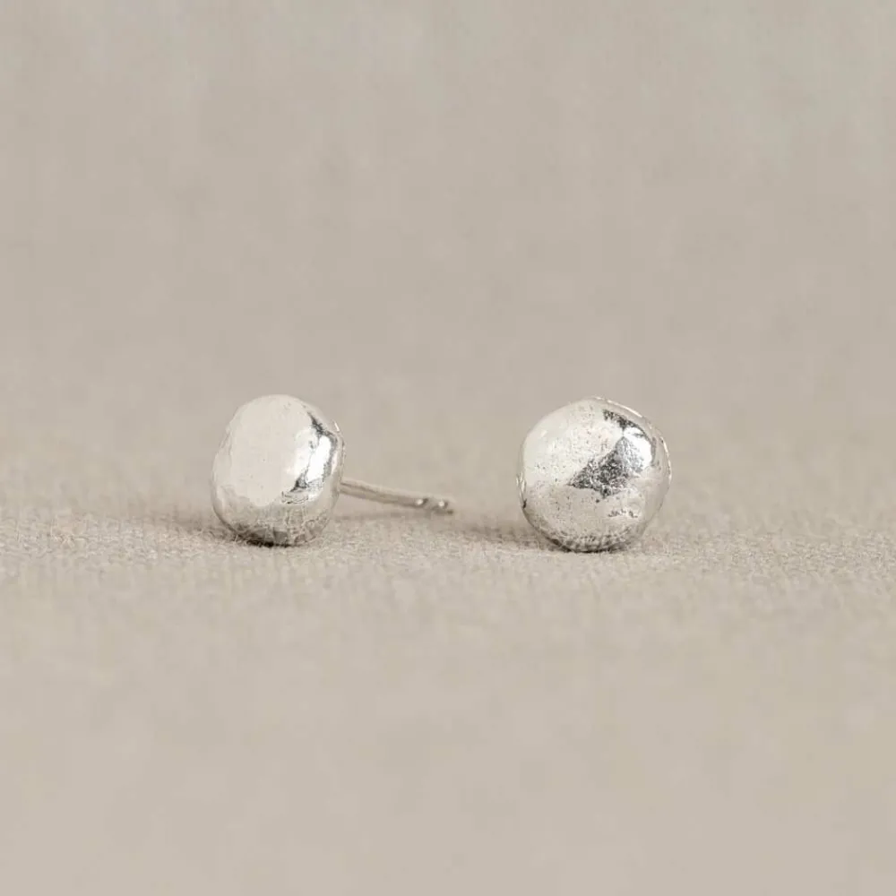 Jéh Jewels Silver | Ohrstecker-Studs round silver with hammer